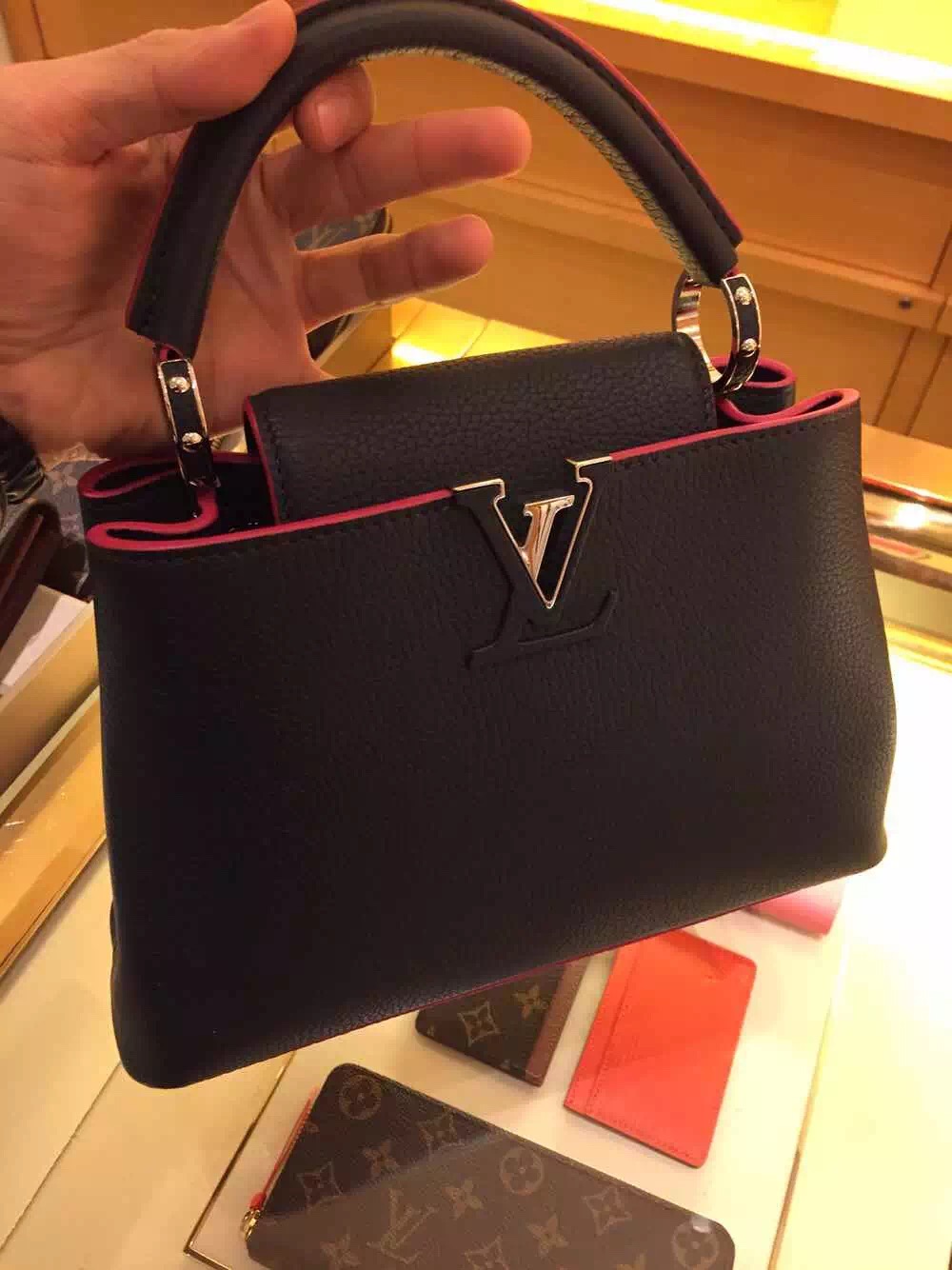 Real Louis Vuitton Capucines BB Bag M94517 Black